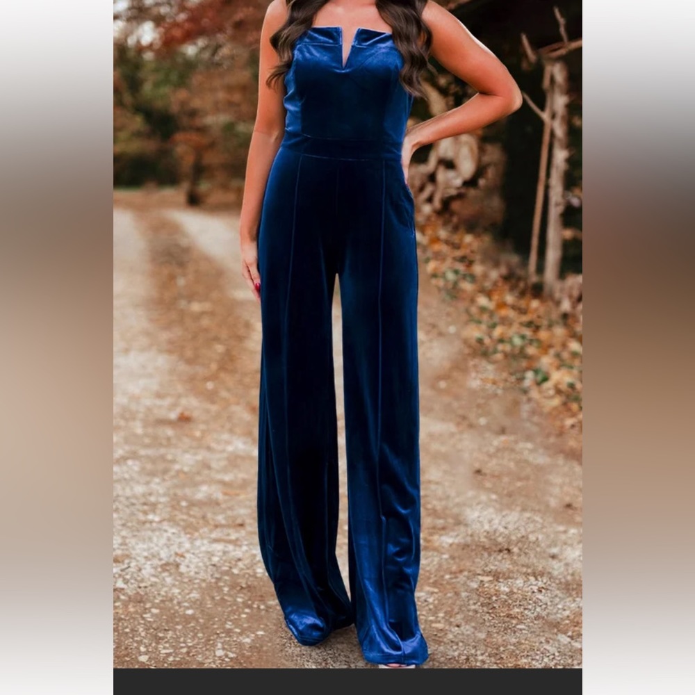 Blue velvet jumpsuit